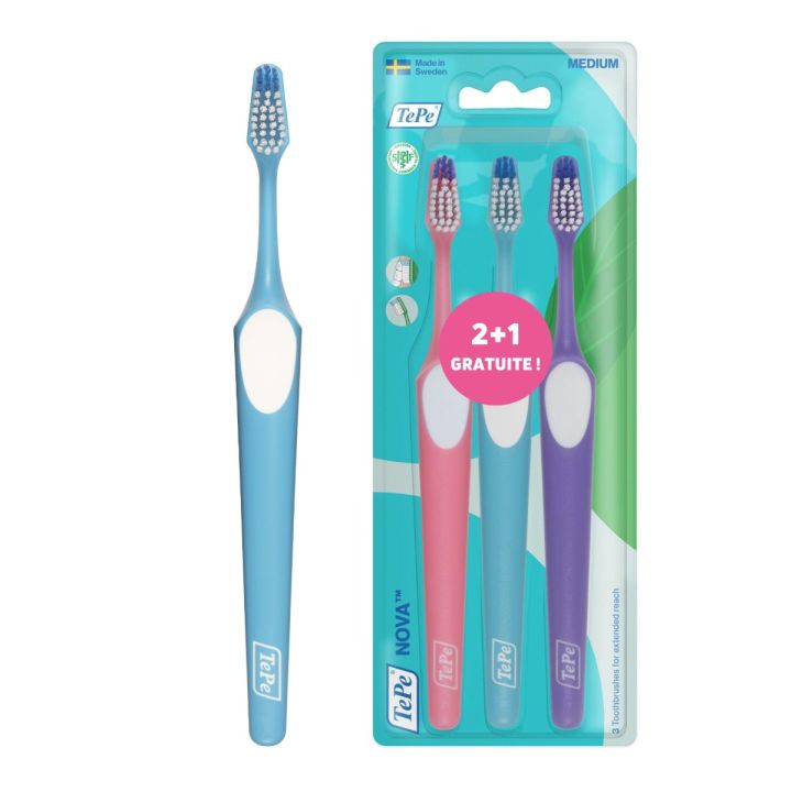 Brosse à dents Nova extra medium TePe - 3 brosses à dents