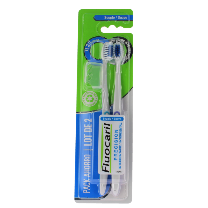 Brosses à dents precision interdentaire souple Fluocaril - lot de 2 brosses à dents