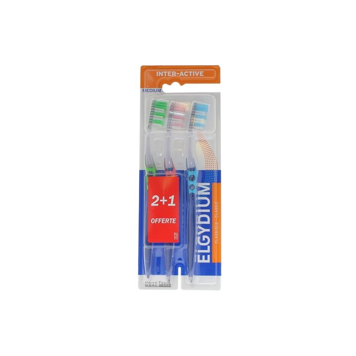 Brosses à dents inter-active Elgydium - 3 brosses à dents