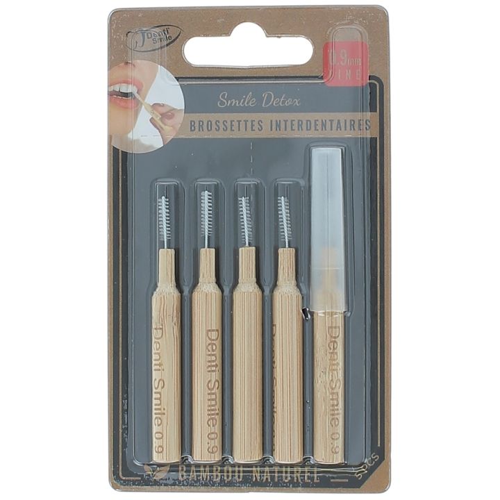Brossettes interdentaires Bambou Naturel Smile Détox 0,9 mm Denti'Smile - 5 pièces