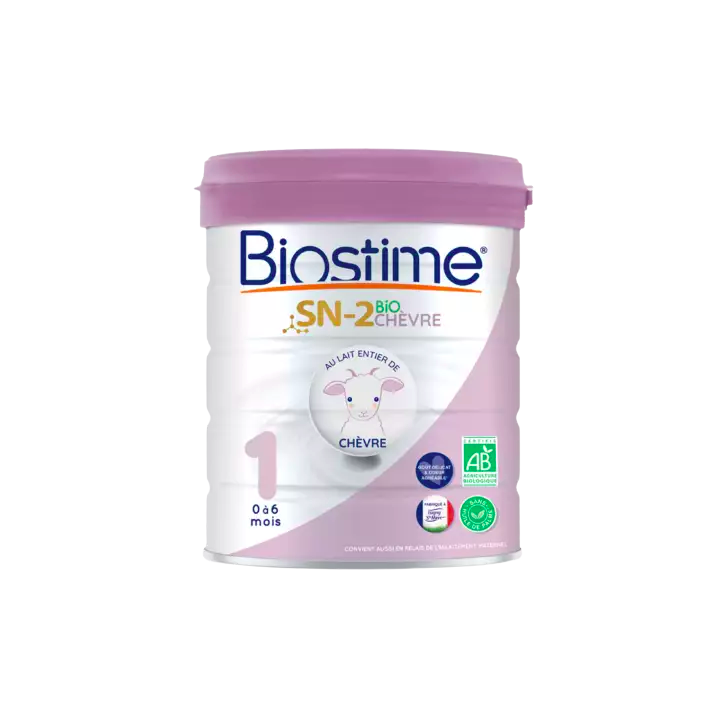 Lait de chèvre en poudre SN-2 1er âge bio Biostime - pot de 800g