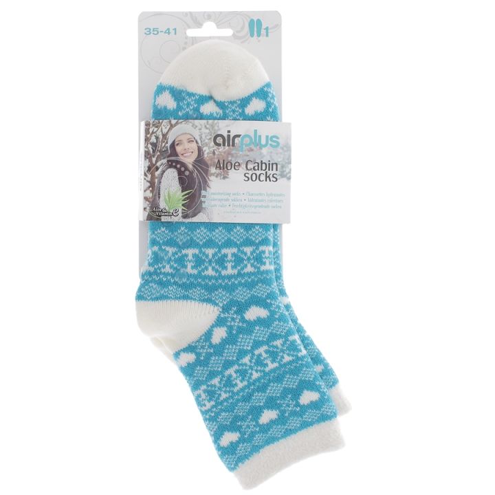 Chaussettes hydratantes aloe cabin coeur bleu taille 35-41 Airplus - 1 paire