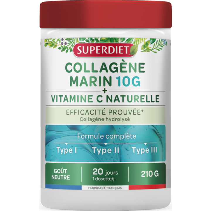 Collagène marin 10g + Vitamine C Superdiet - pot de 210g