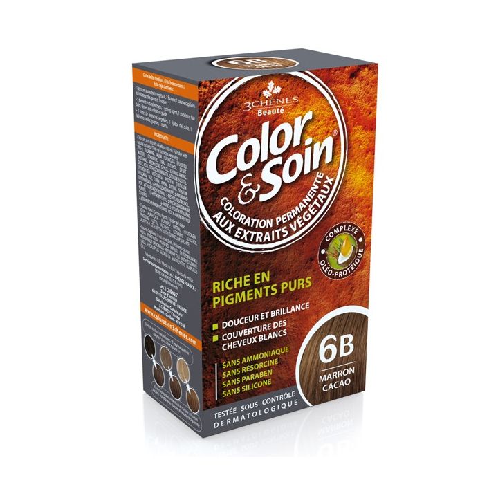 Color & soin coloration permanente Marron cacao 6B Les 3 chênes - 1 kit