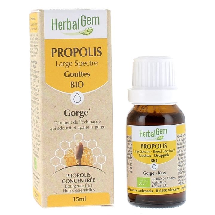 Propolis large spectre bio HerbalGem - flacon de 15 ml