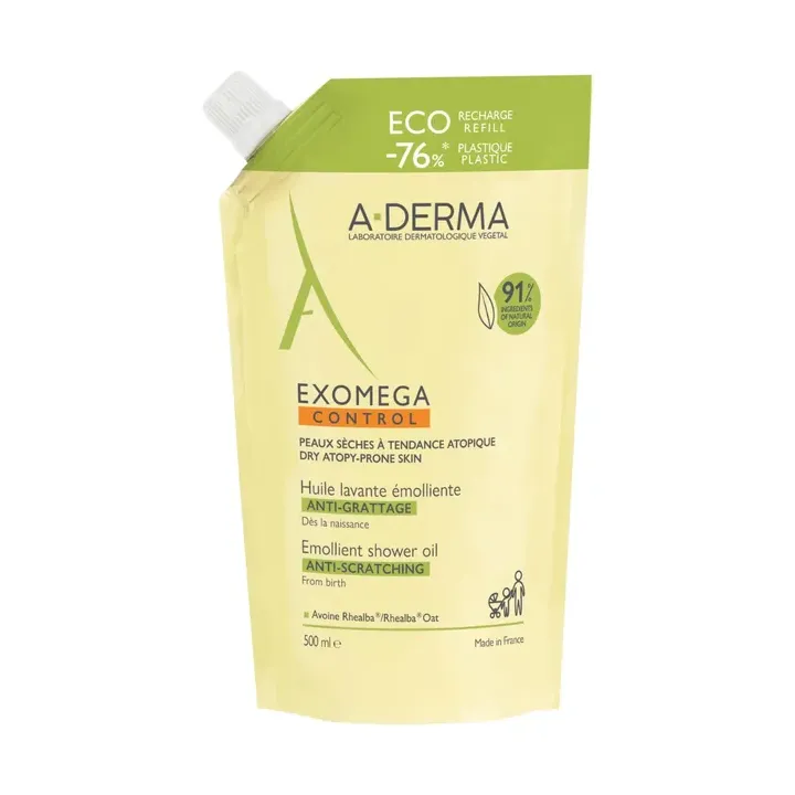 Huile lavante émolliente anti-grattage A-Derma - éco-recharge de 500ml