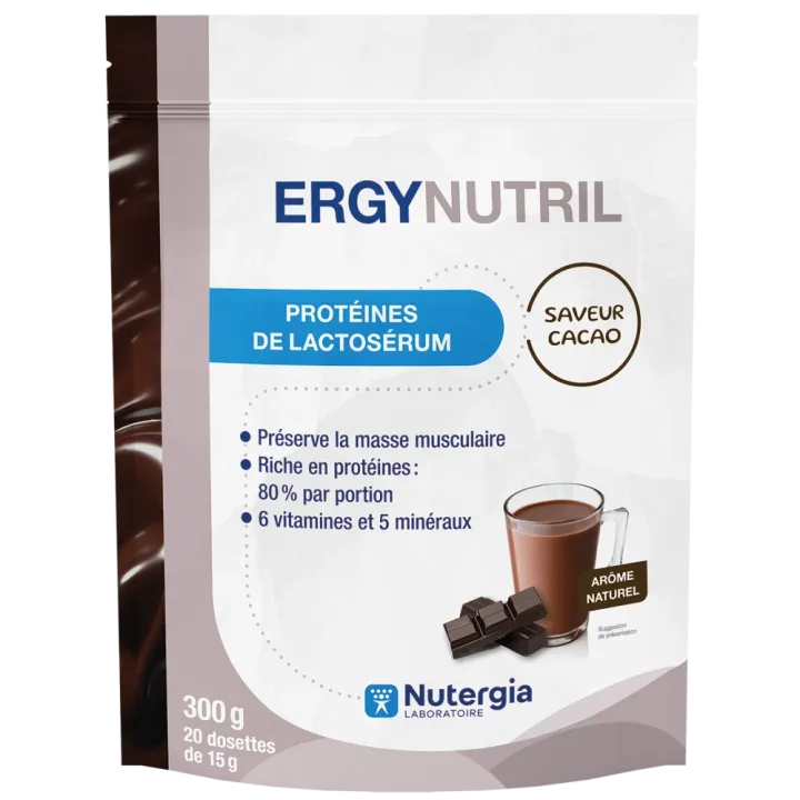 Ergynutril Protéines de lactosérum cacao Nutergia - sachet de 300g