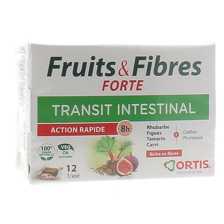 Fruits & Fibres forte Transit intestinal action rapide Ortis - boîte de 12 cubes