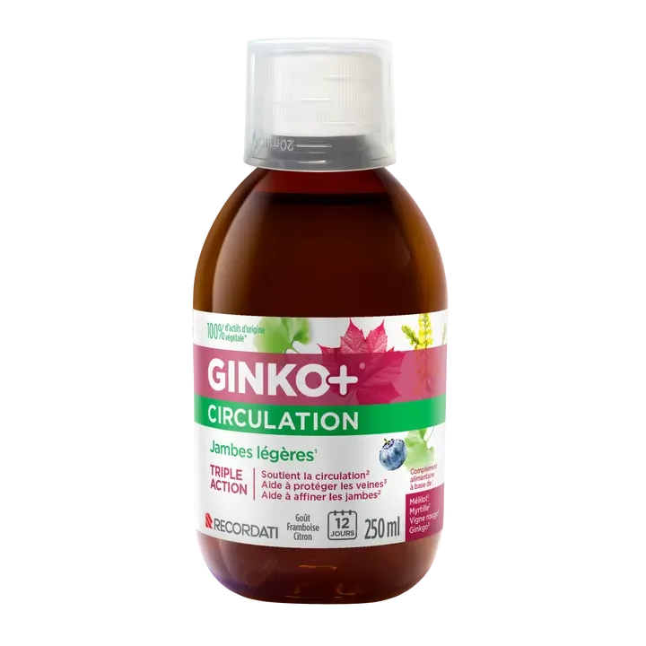 Ginko+ Circulation jambes lourdes Bouchara-Recordati - flacon de 250ml