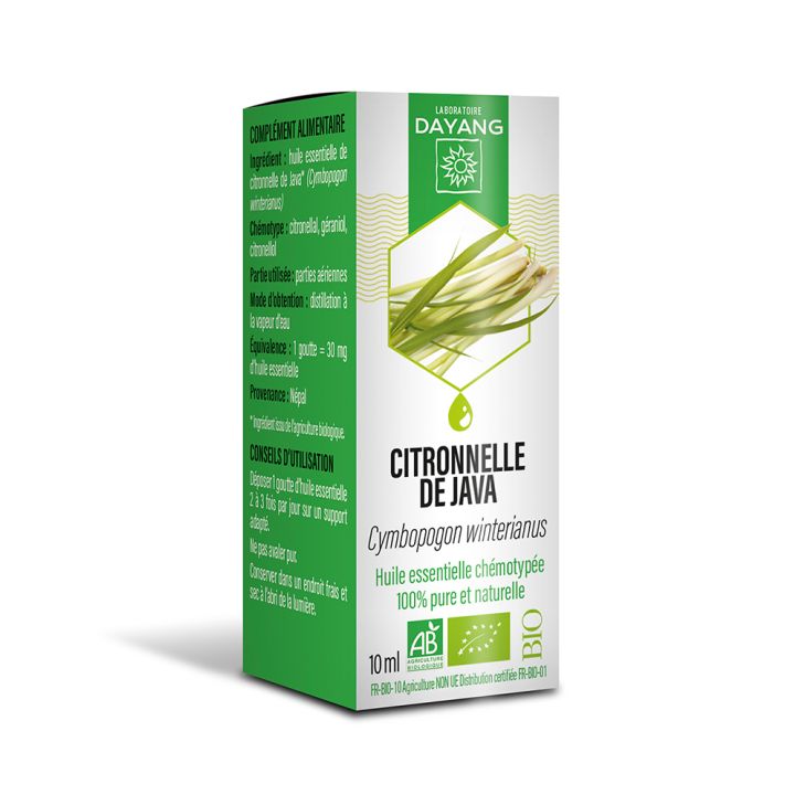 Huile essentielle de Citronnelle de Java bio Dayang - Flacon de 10ml