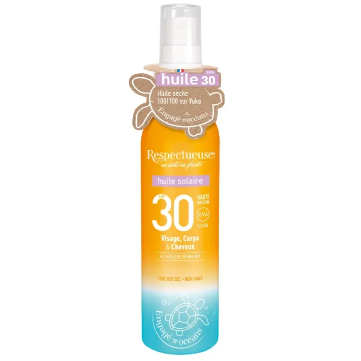 Huile solaire SPF30 Respectueuse - spray de 100ml