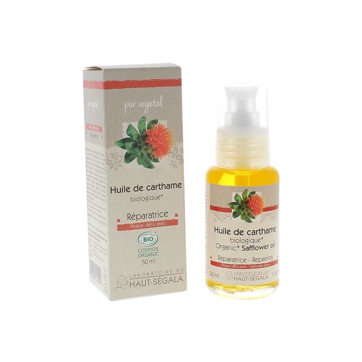 Huile végétale Carthame bio Haut-Ségala - flacon-pompe de 50 ml