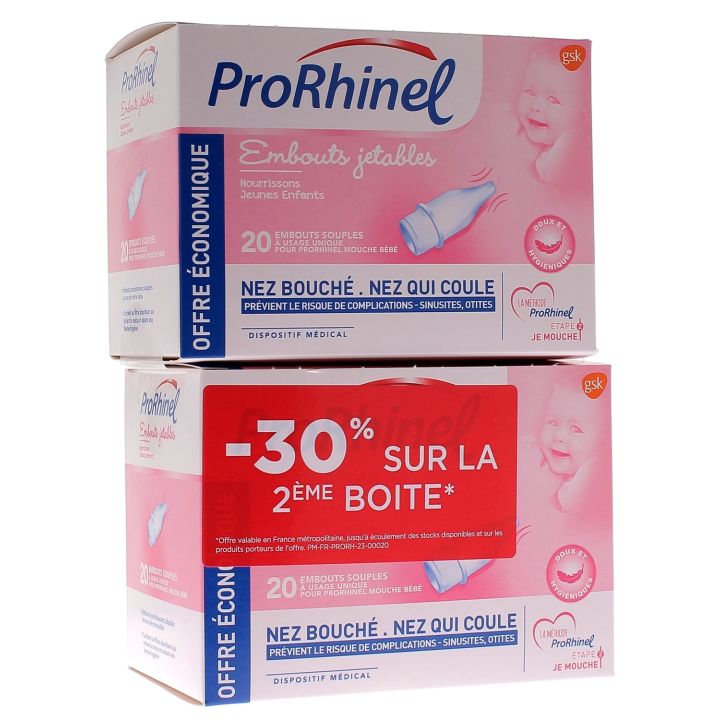 ProRhinel embouts jetables souples - lot de 2x20 embouts (-30% sur la 2ème boite)