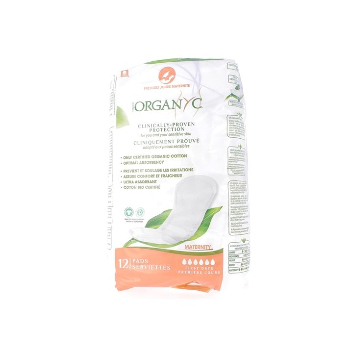 Serviettes premiers jours maternité Organyc - sachet de 12 serviettes