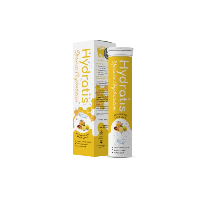 Solution d'hydratation goût citron & miel Hydratis - tube de 20 pastilles effervescentes