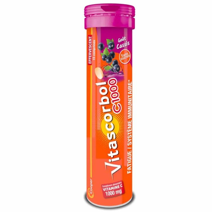 Vitascorbol C1000mg sans sucres Cooper - tube de 15 comprimés effervescents