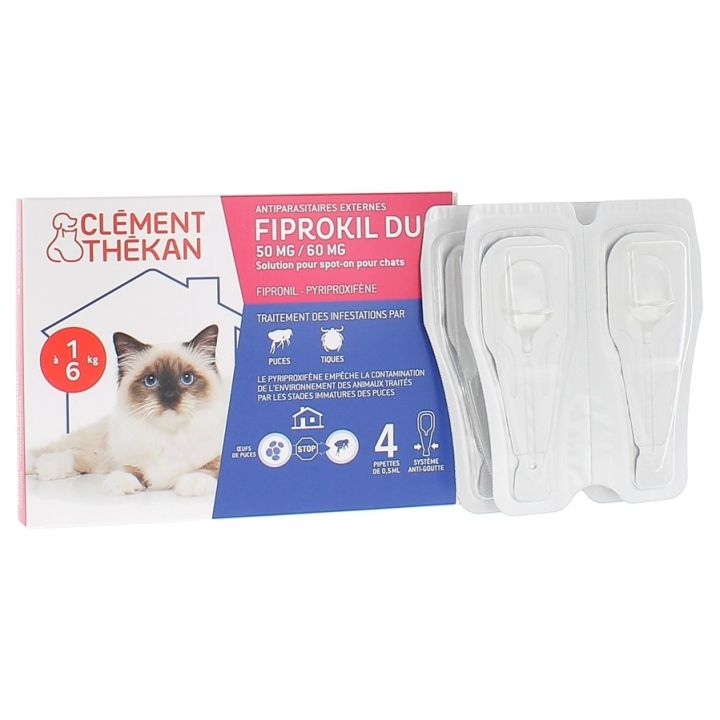 Fiprokil duo chat 50 mg/60 mg Clément-Thékan