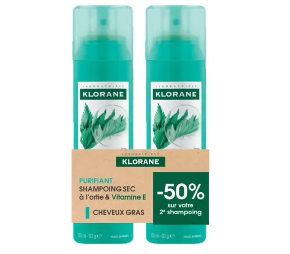 Shampoing sec purifiant à l'ortie & vitamine Klorane - lots de 2 sprays de 150ml - image 1