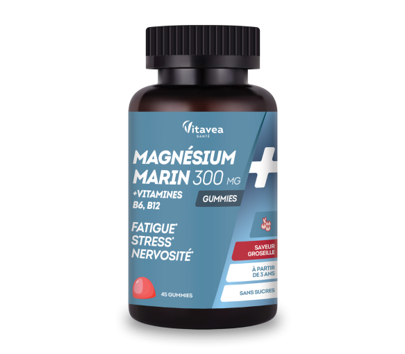 Magnésium marin 300mg vitamines B6 B12 Vitavea - pot de 45 gummies - image 1