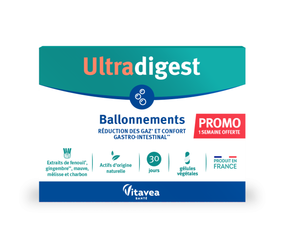 Ultradigest ballonnements Vitavea - boîte de 90 gélules végétales