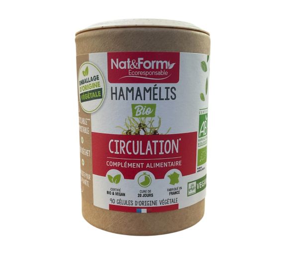 Hamamélis bio Circulation Nat&Form - pot de 90 gélules