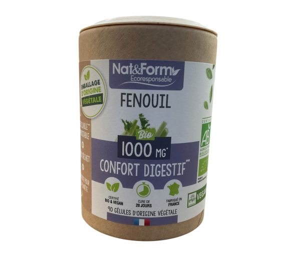 Fenouil bio Confort digestif Nat&Form - pot de 90 gélules