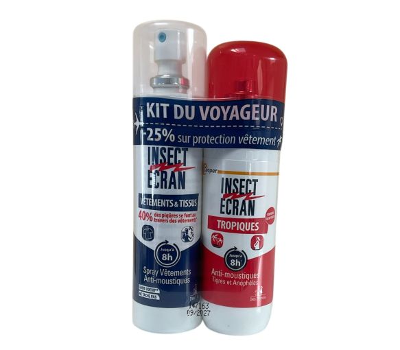 Spray vêtements et Anti-moustiques tropiques Insect Écran - lot de 2 flacons de 100ml et 75ml offre spéciale