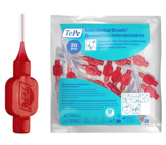 Brossettes interdentaires originales rouge taille 2 (0.5mm) TePe - 20 brossettes - image 1