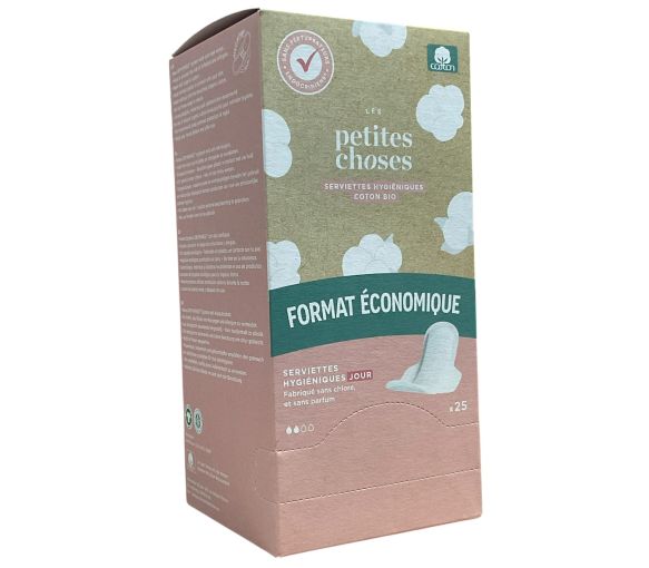 Serviettes hygiéniques de jour coton bio Les Petites Choses - boite de 25 serviettes - image 1