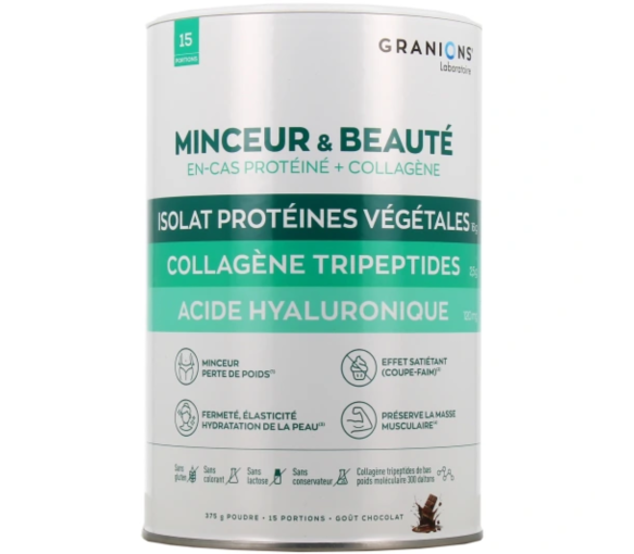 Minceur & beauté en-cas protéiné + collagène goût chocolat Granions - pot de 375g (15 sachets) - image 1