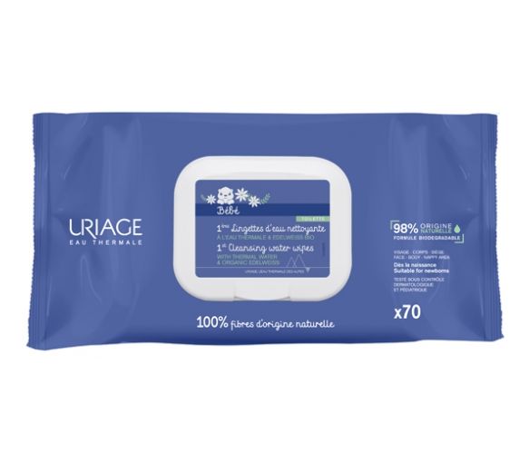 1ère lingettes d'eau nettoyante Uriage - sachet de 70 lingettes - image 1
