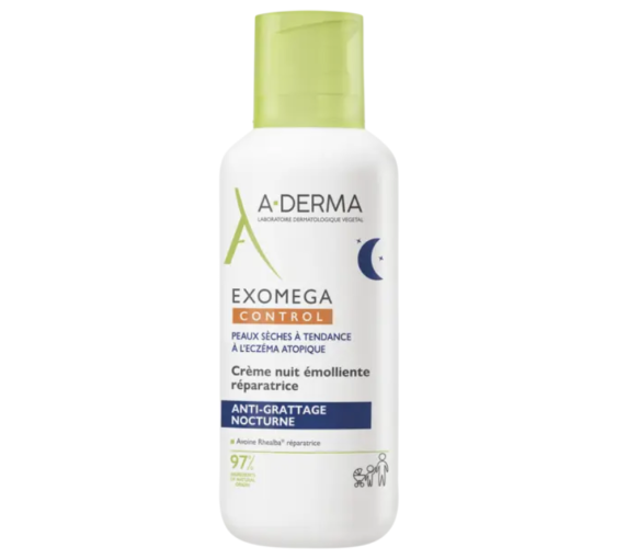 Exomega Control crème nuit émolliente réparatrice A-Derma - flacon-pompe de 400ml