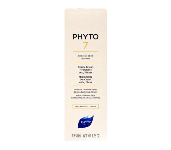 Crème de jour hydratant pour cheveux Phyto 7 - tube de 50ml