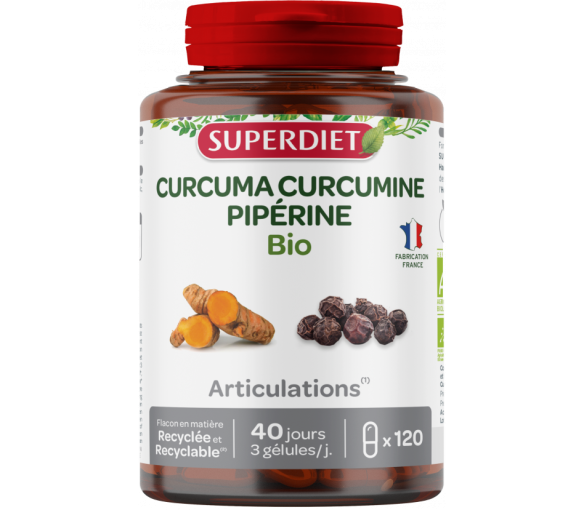 Curcuma Pipérine Bio Super Diet - pot de 120 gélules - image 1