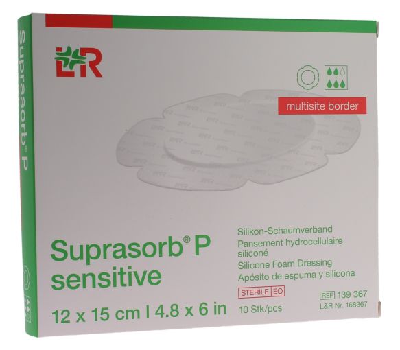 Suprasorb P Sensitive multisite border Pansement hydrocellulaire siliconé Lohmann & Rauscher - 10 pansements de 12x15 cm - image 1