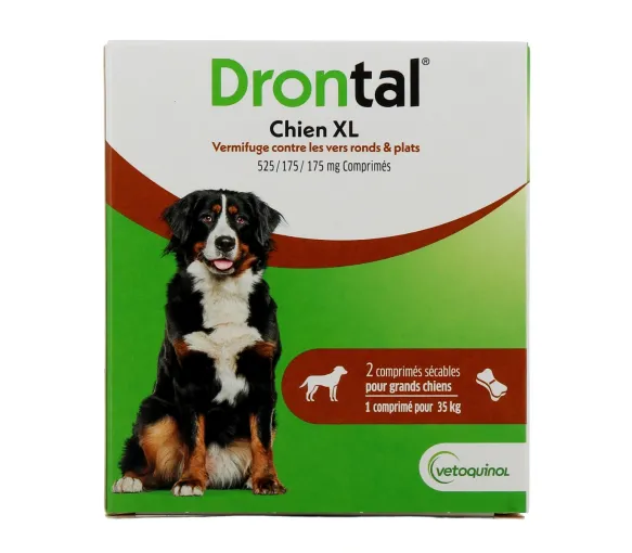 Drontal Chien XL Vetoquinol - boîte de 2 comprimés sécables