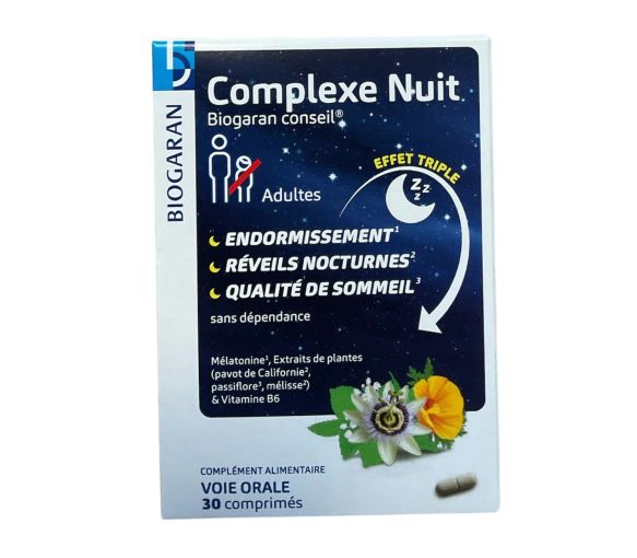 Complexe Nuit effet triple Biogaran - boite de 30 comprimés - image 1
