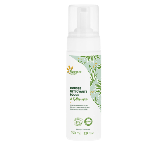 Mousse nettoyante douce à l'aloe vera Fleurance Nature - flacon-pompe de 150ml