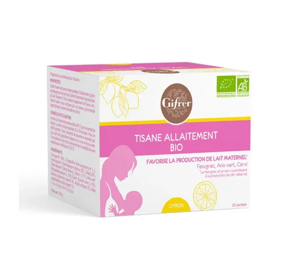 Tisane allaitement bio citron Gifrer - boîte de 20 sachets