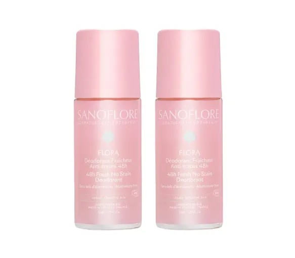 Flora déodorant efficacité 48h bio Sanoflore - lot de 2 roll-on de 50 ml