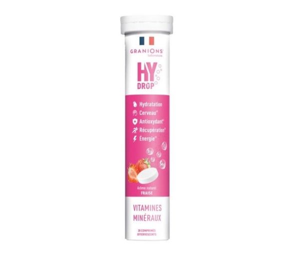 Hydrop solution d'hydratation arôme fraise Granions - tube de 20 comprimés effervescents