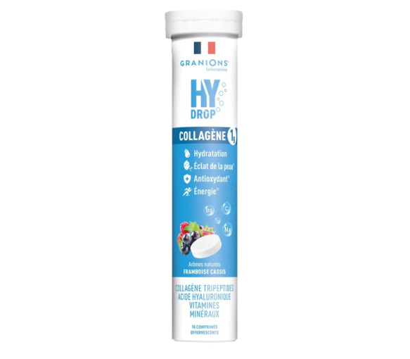 Hydrop solution d'hydratation arôme framboise cassis Granions - tube de 18 comprimés effervescents - image 1