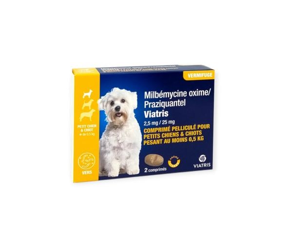 Milbémycine Praziquantel Vermifuge petit chien et chiot +0,5kg arôme viande Viatris - image 1