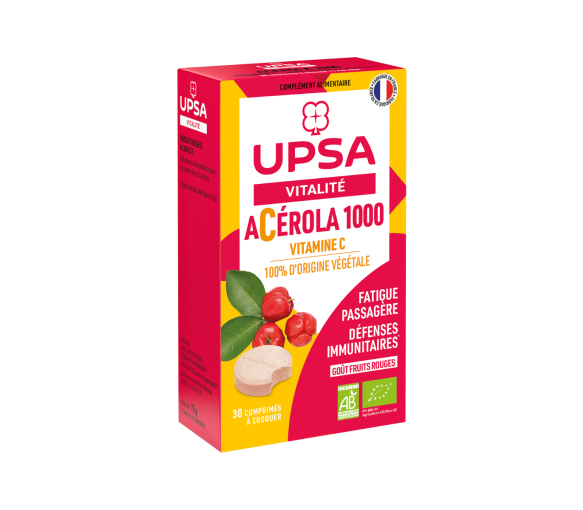 Acérola 1000 bio Upsa - boîte de 30 comprimés à croquer