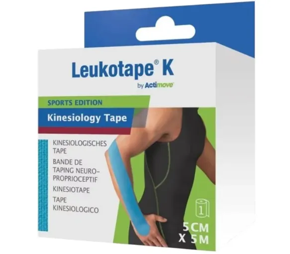 Leukotape K bande de taping neuro-proprioceptif BSN Médical – 5cm x 5m bleu clair