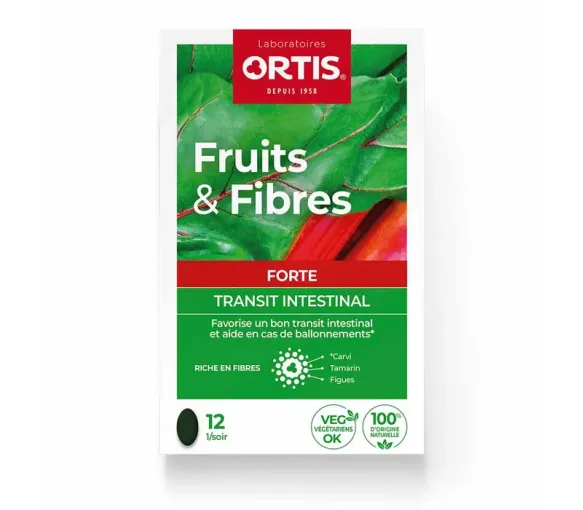 Fruits & Fibres Forte Transit intestinal Ortis - boîte de 12 comprimés