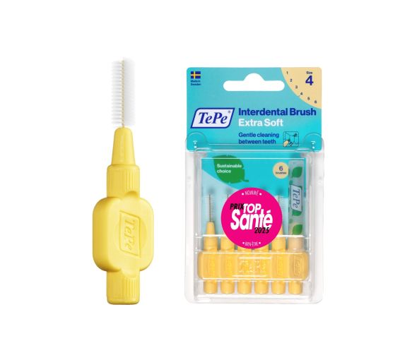 Brossettes interdentaires extra souples jaune pastel taille 4 (0,7mm) TePe - 6 brossettes - image 1