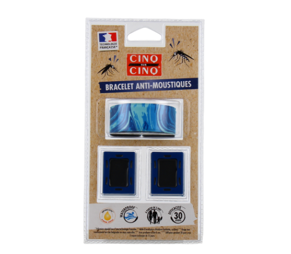 Bracelet anti-moustiques bleu Cinq sur Cinq - un bracelet + 2 recharges