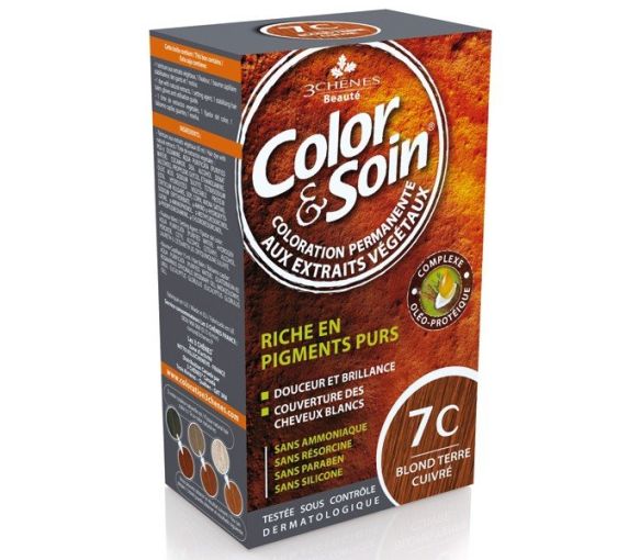 Color & soin coloration permanente Blond terre cuivré 7C Les 3 chênes - 1 kit