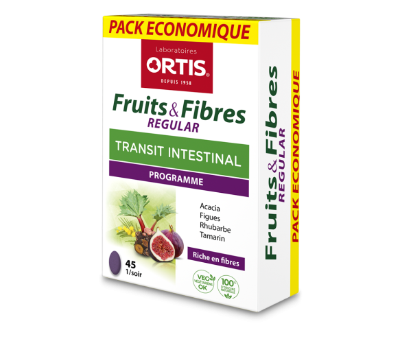 Transit intestinal fruits et fibres regular Ortis - boite de 45 comprimés